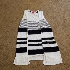 Black and white sleeveless cardigan